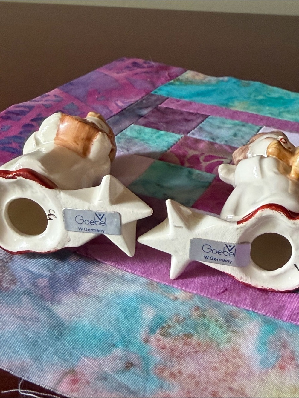 GOEBEL Ceramic Angel Candle Holders with Red Accents. MADE IN GERMANY 🇩🇪 VINTAGE - Picture 7 of 8